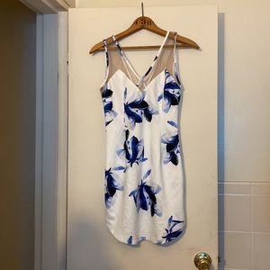 Blue and white mini floral dress